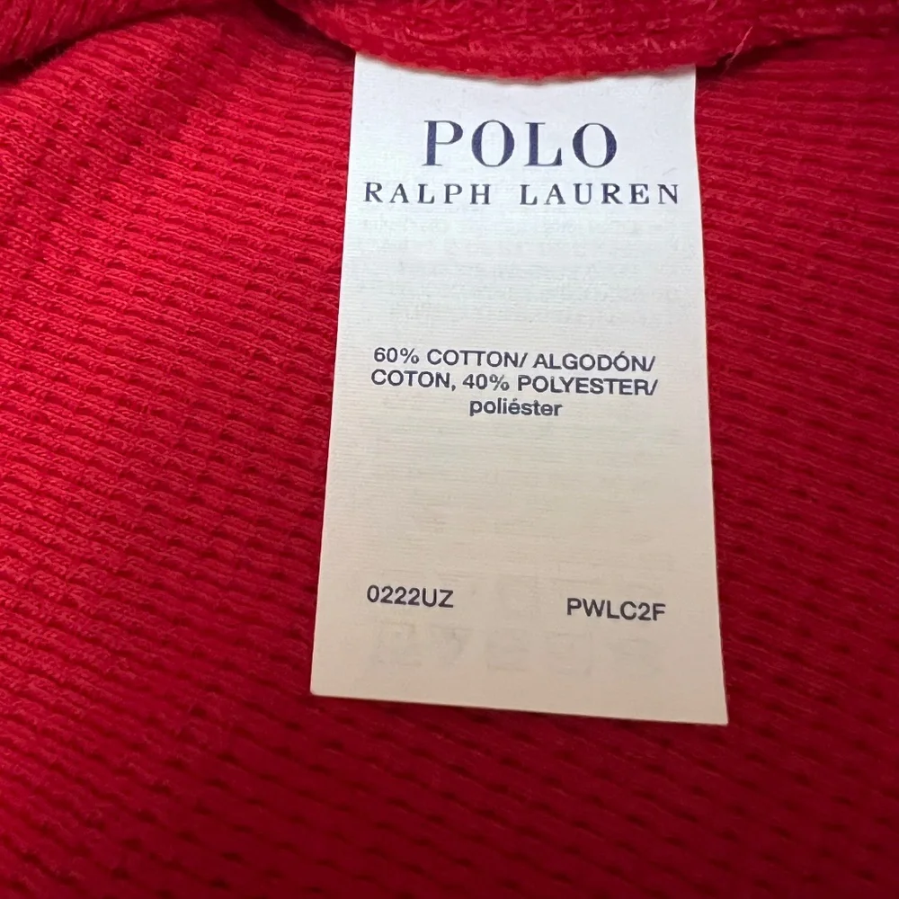 Polo Ralph Lauren Men's Red  Waffle Knit Thermal Crew-Neck Long Sleeve Sz XL